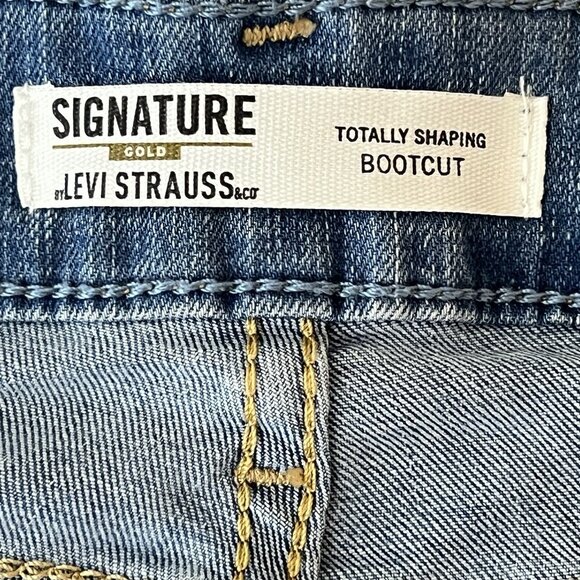 Signature Levi Strauss Women's Stretch Boot Cut Blue Denim Jean 28Long 39x34 NWT - Picture 7 of 12